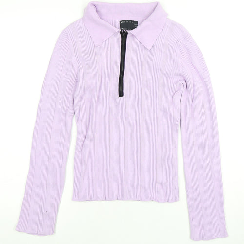 ASOS Women’s Purple Ribbed Collared Top