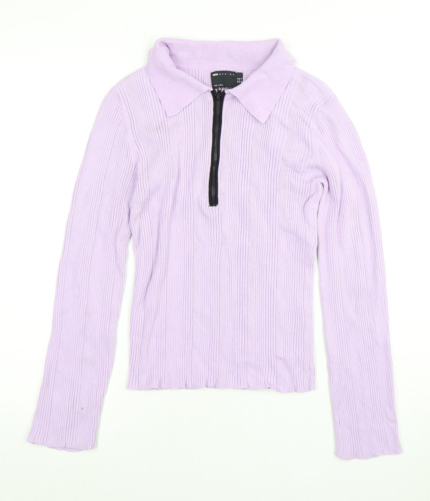 ASOS Women’s Purple Ribbed Collared Top