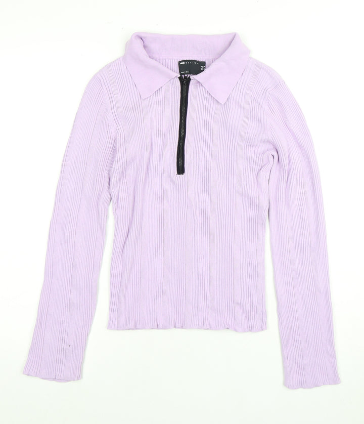 ASOS Women’s Purple Ribbed Collared Top