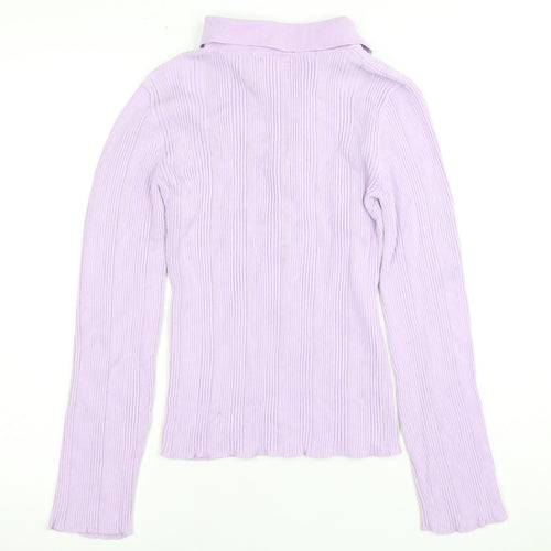 ASOS Women’s Purple Ribbed Collared Top