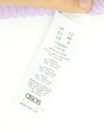 ASOS Women’s Purple Ribbed Collared Top