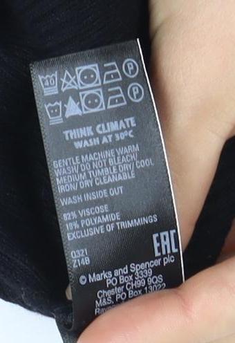 Marks and Spencer Women's Black Open Front Short Sleeve Cardigan, Medium Size, Viscose