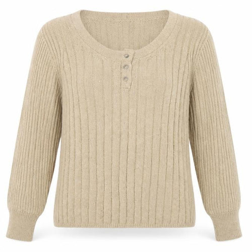 Marks and Spencer Women’s Beige Henley Jumper - Size L