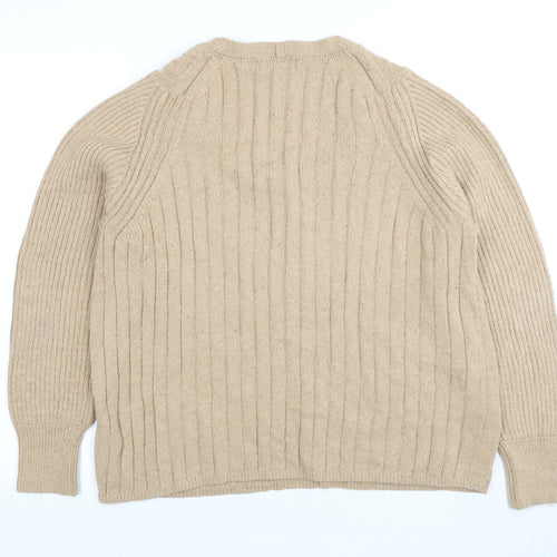 Marks and Spencer Women’s Beige Henley Jumper - Size L