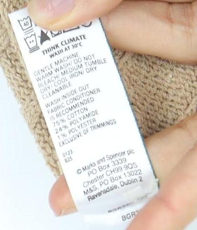 Marks and Spencer Women’s Beige Henley Jumper - Size L