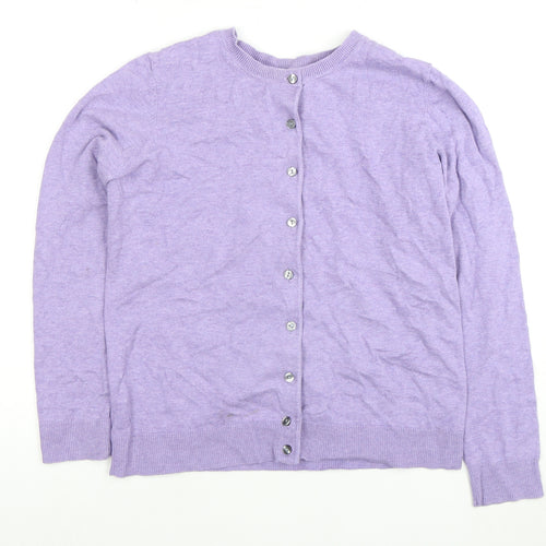 Karen Scott Women's Purple Cardigan S Knit Button
