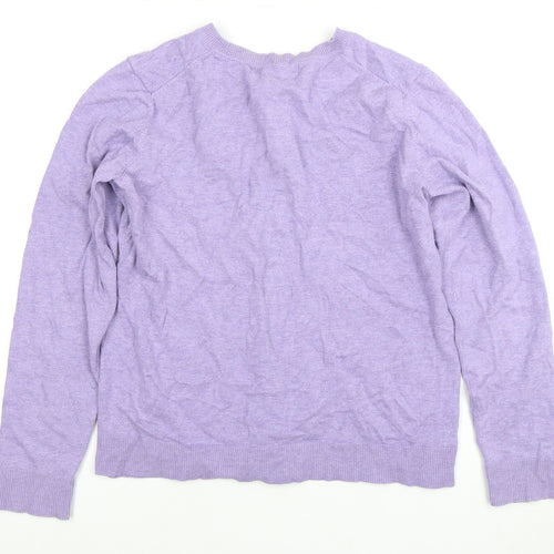 Karen Scott Women's Purple Cardigan S Knit Button