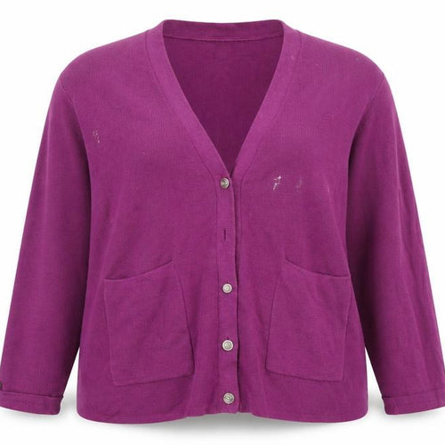 Damart Women's Purple Cardigan XL 3/4 Sleeve Pockets