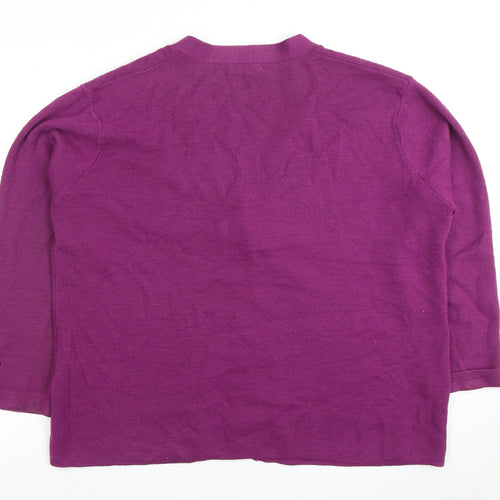 Damart Women's Purple Cardigan XL 3/4 Sleeve Pockets