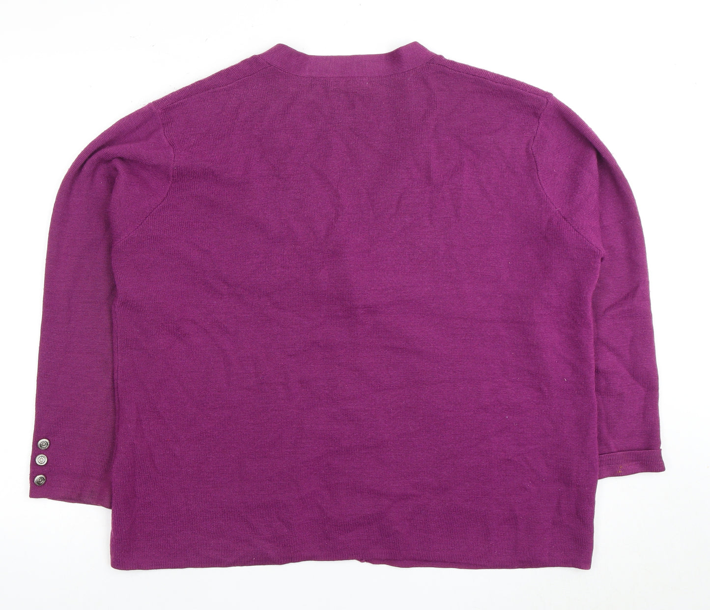 Damart Women's Purple Cardigan XL 3/4 Sleeve Pockets