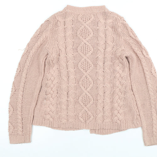 Lily & Dan Girls Pink Cable Knit Cardigan 7-8 Years Button Accent