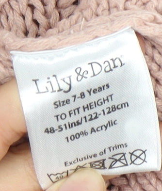 Lily & Dan Girls Pink Cable Knit Cardigan 7-8 Years Button Accent