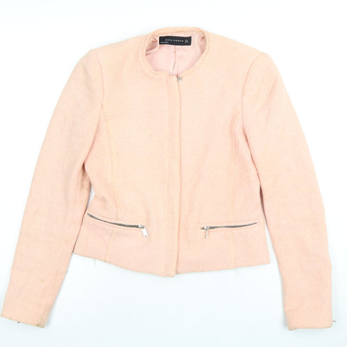 Zara Women's Pink Tweed Slim Jacket, Size S