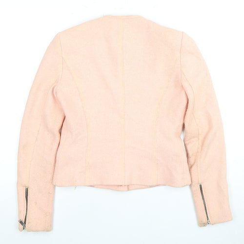 Zara Women's Pink Tweed Slim Jacket, Size S