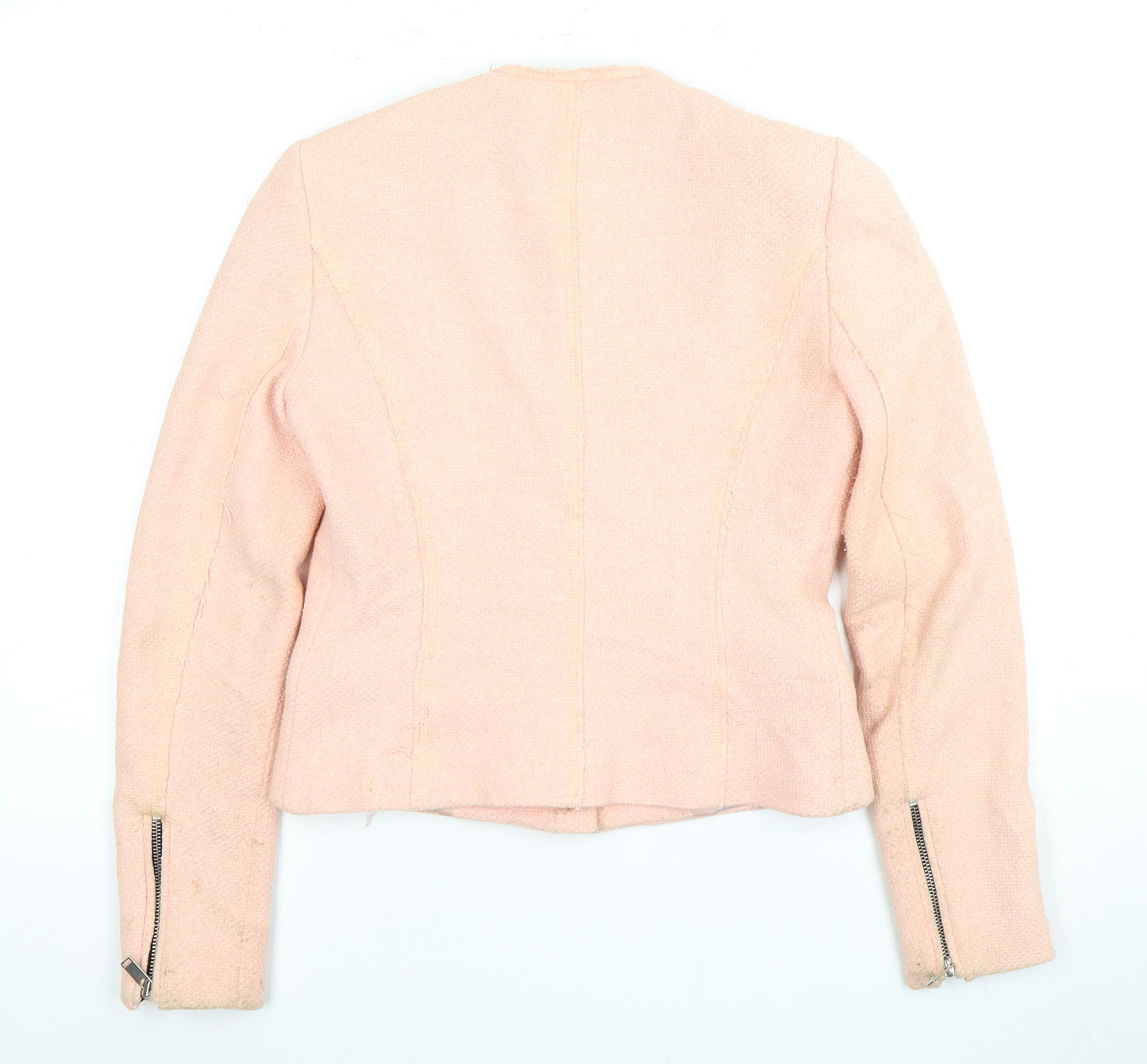Zara Women's Pink Tweed Slim Jacket, Size S