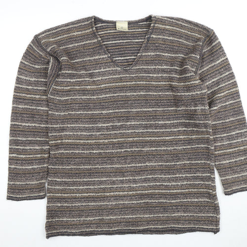 Burtons Unisex V-Neck Striped Pullover Jumper L