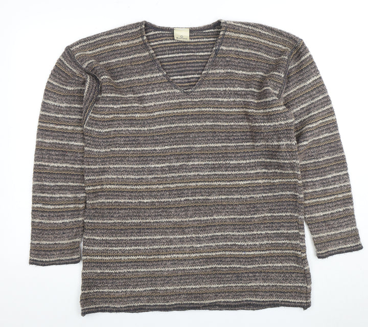 Burtons Unisex V-Neck Striped Pullover Jumper L