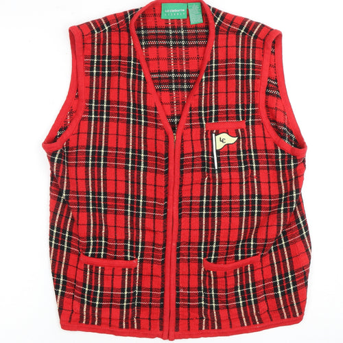 Liz Claiborne Red Plaid Men's Vest, Size M, Casual Golf