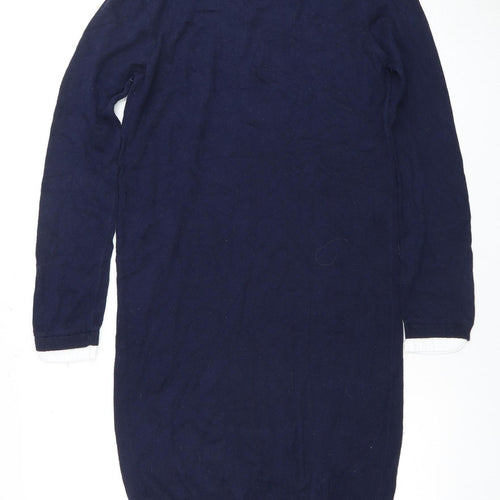 Seraphine Women's Blue S Jumper Dress, Collared Knit