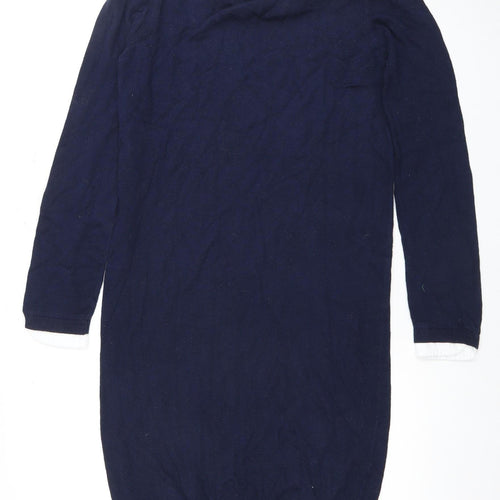Seraphine Women's Blue S Jumper Dress, Collared Knit