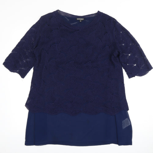CASAMIA Women's Blue Tunic, M, Round Neck, Short Sleeve
