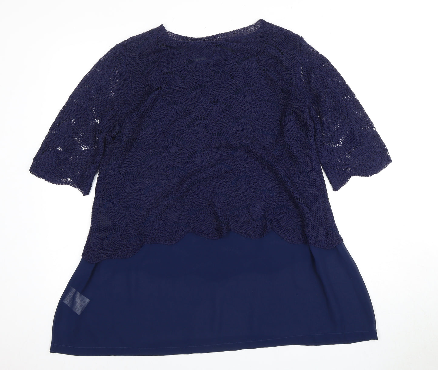 CASAMIA Women's Blue Tunic, M, Round Neck, Short Sleeve