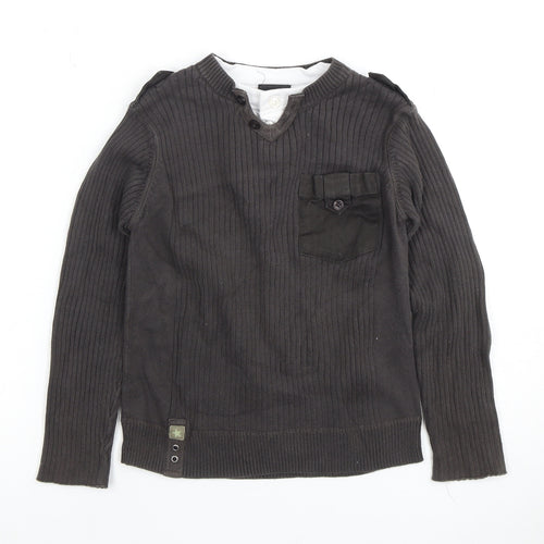 Next Boys Black Henley Pullover Jumper Age 6 Years