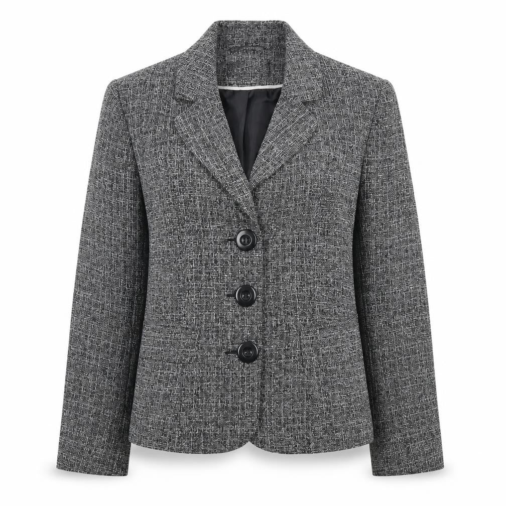 Front view of BHS Grey Blazer for Women, size 12, Three-Button