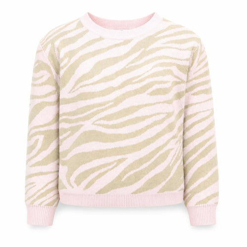 H&M Girls Pink Beige Animal Print Pullover Jumper 12-13 Years