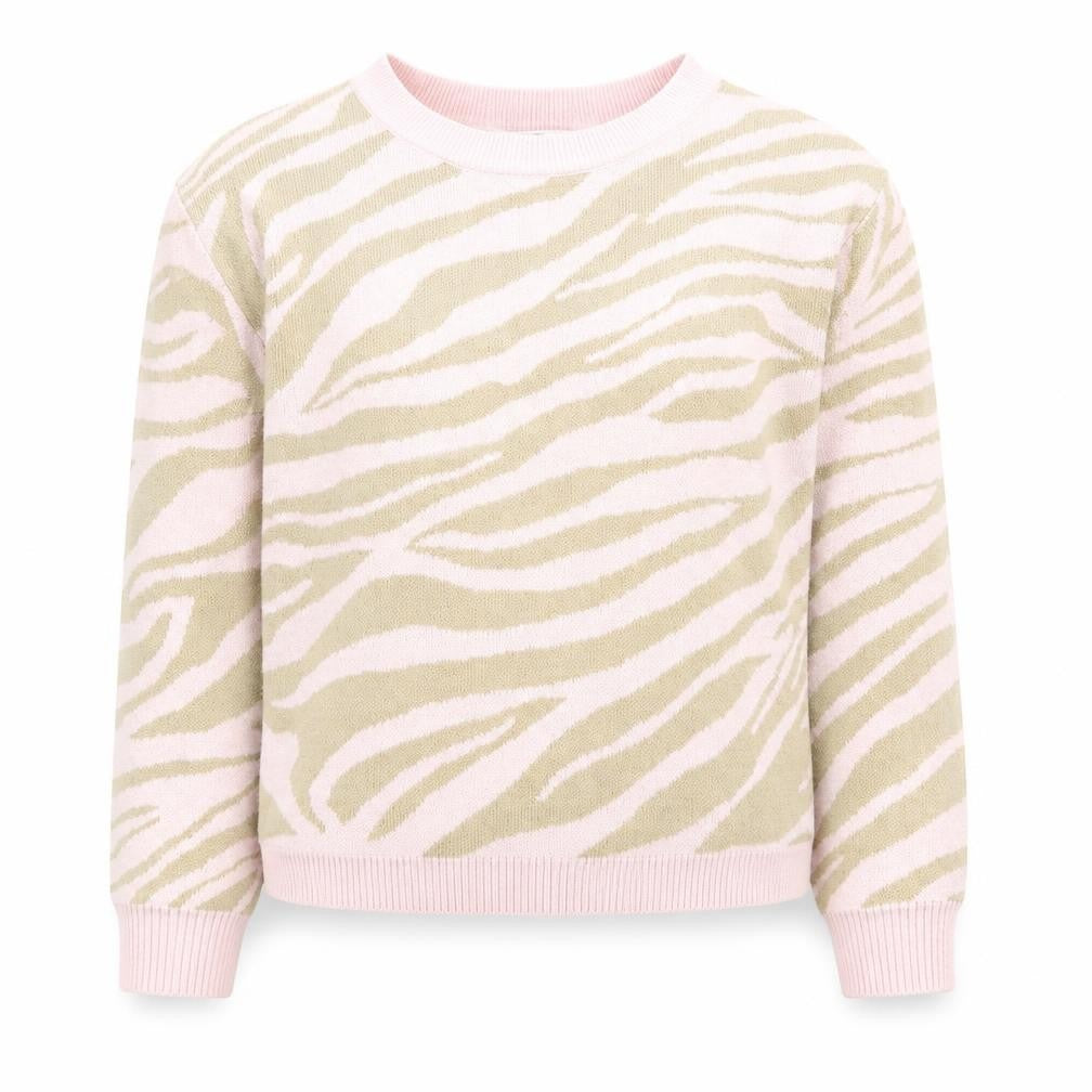 H&M Girls Pink Beige Animal Print Pullover Jumper 12-13 Years