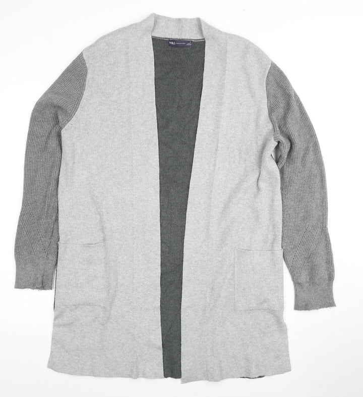 Marks and Spencer Women's Grey Open Front Cardigan, Size 14, Open Style
