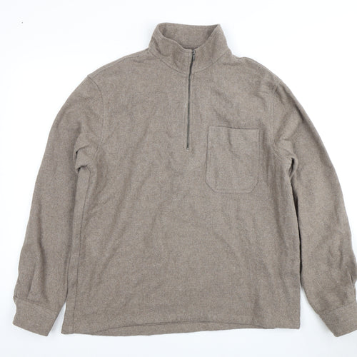 Zara Men's Brown 1/2 Zip Wool-Blend Sweater M