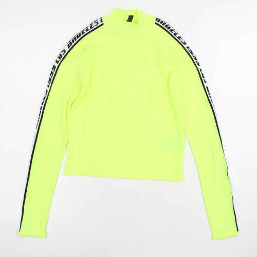 H&M Women's Neon Green XS Pullover Mock Neck Jumper