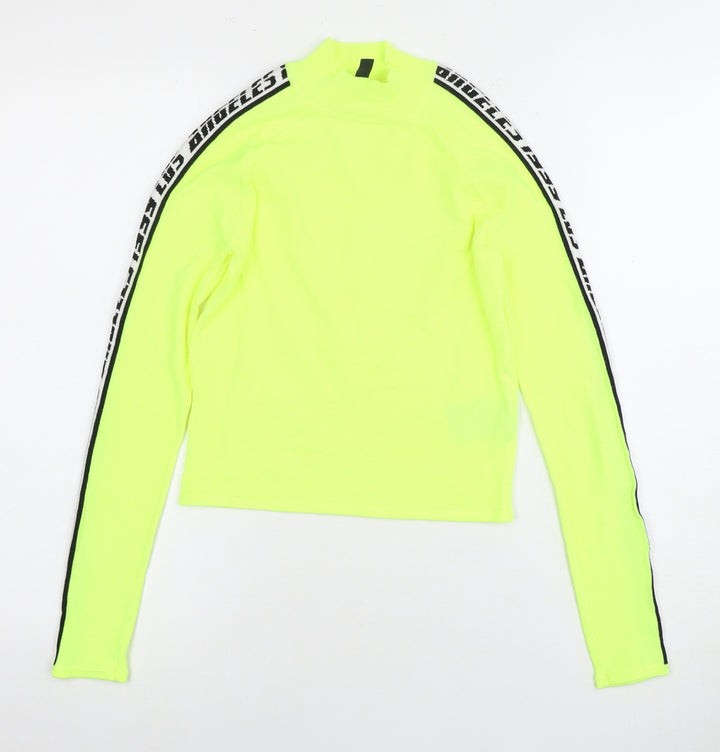 H&M Women's Neon Green XS Pullover Mock Neck Jumper