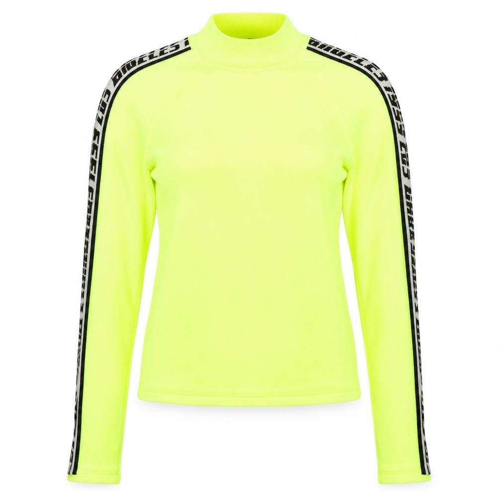 Front view of H&M Women's Neon Green XS Pullover Mock Neck Jumper