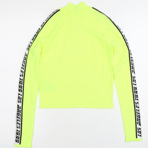H&M Women's Neon Green XS Pullover Mock Neck Jumper