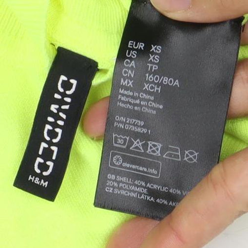 H&M Women's Neon Green XS Pullover Mock Neck Jumper