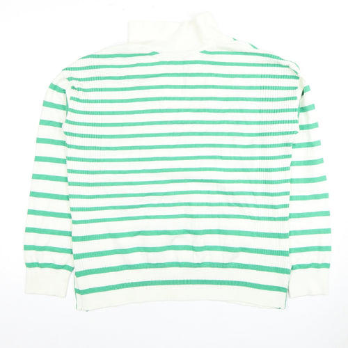 M&Co Women's White Striped V-Neck Top Size 12