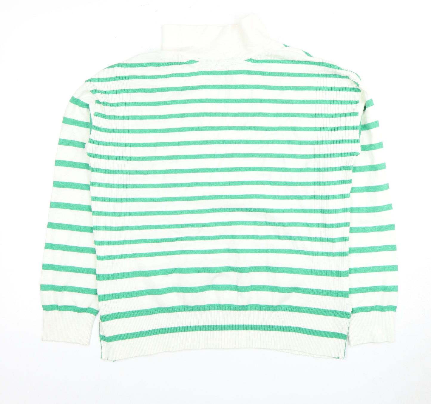 M&Co Women's White Striped V-Neck Top Size 12