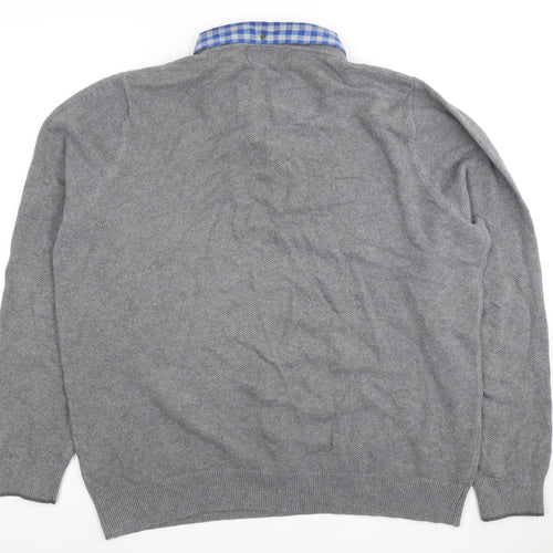 Marks and Spencer Men's Grey V-Neck Pullover, Large