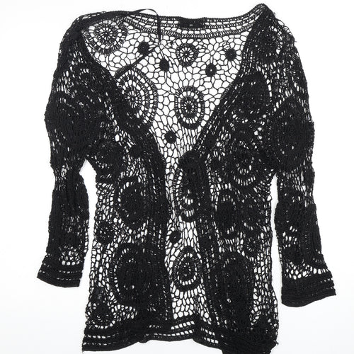 Just Elegance Women's Black L/XL Crochet Cardigan