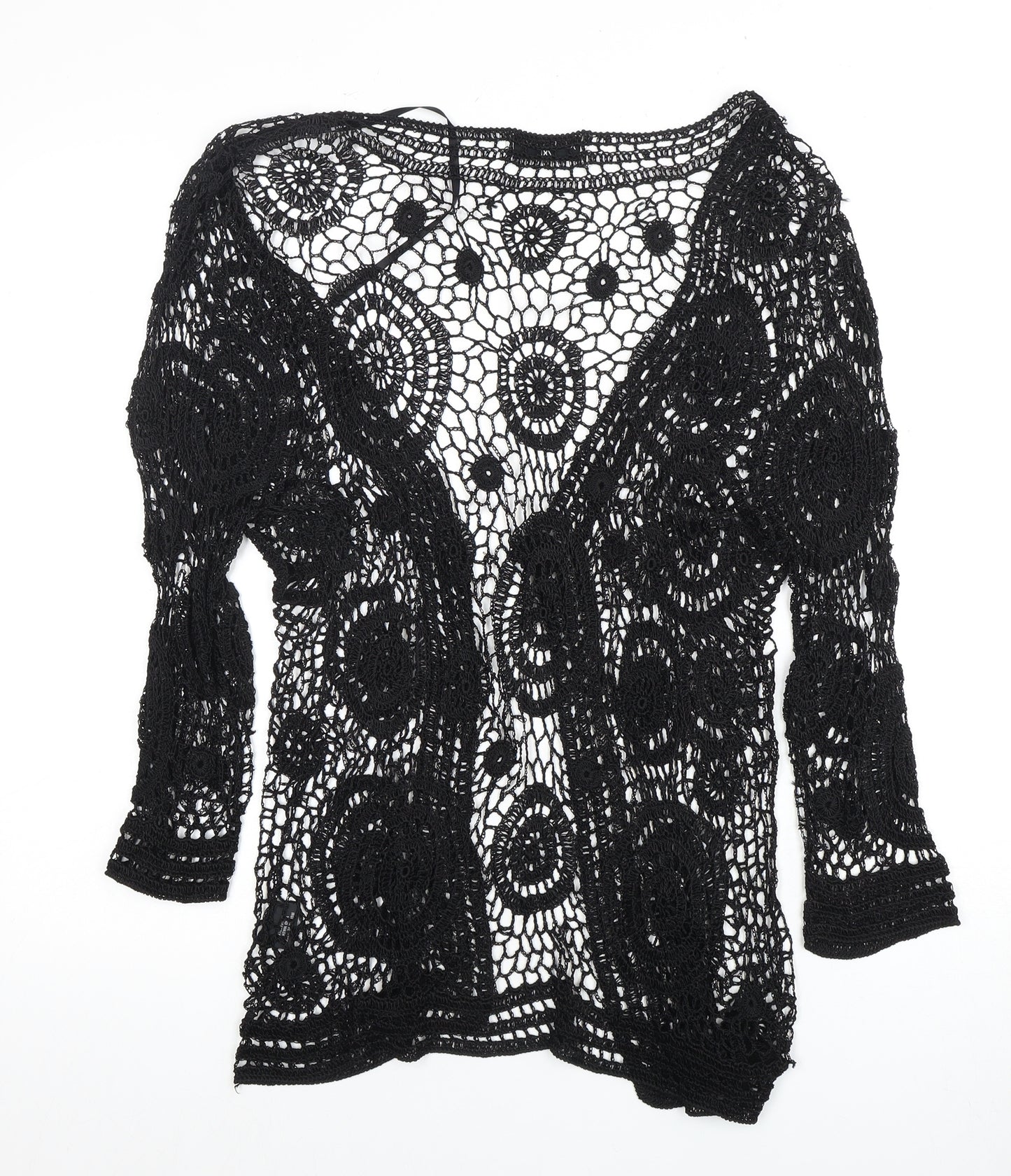 Just Elegance Women's Black L/XL Crochet Cardigan