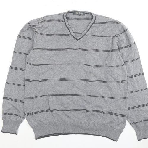 Marks and Spencer Men's Grey Medium Striped Pullover