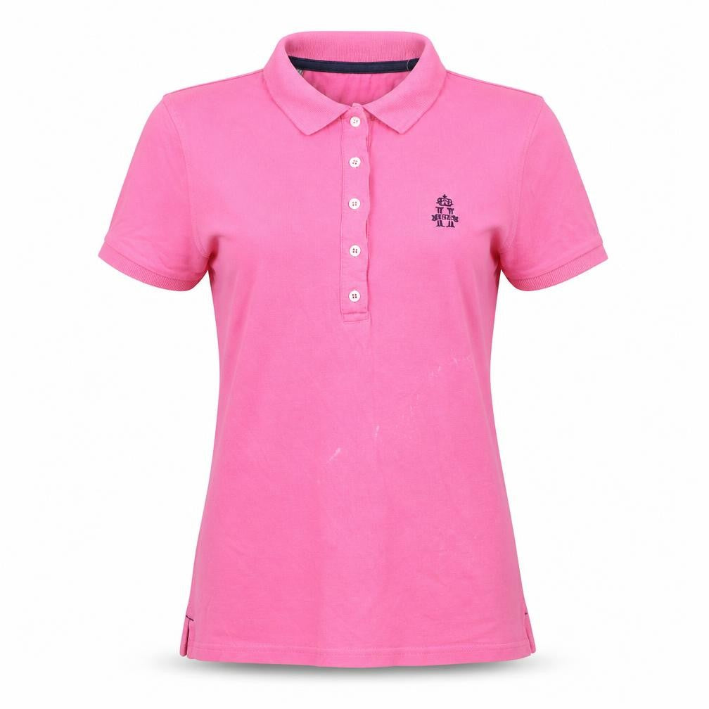 Front view of Hurlingham Polo Women's Pink Polo Shirt L