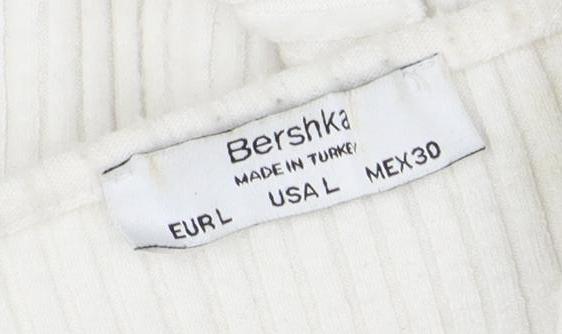 Bershka Women's White Cardigan, Size 2, V-Neck
