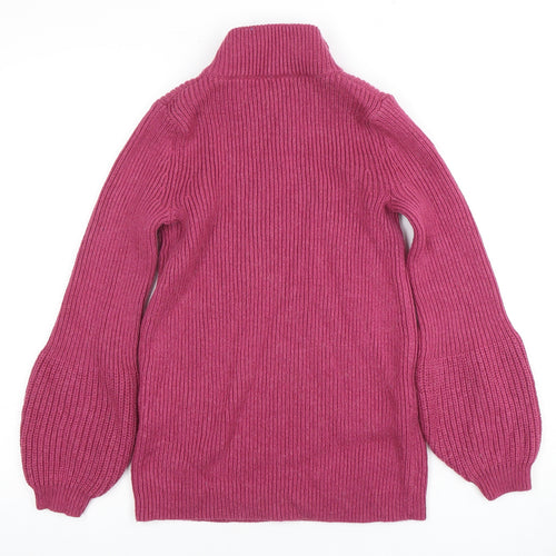 Cape Daisy Women's Pink Cable-Knit Roll Neck Jumper, Regular Fit