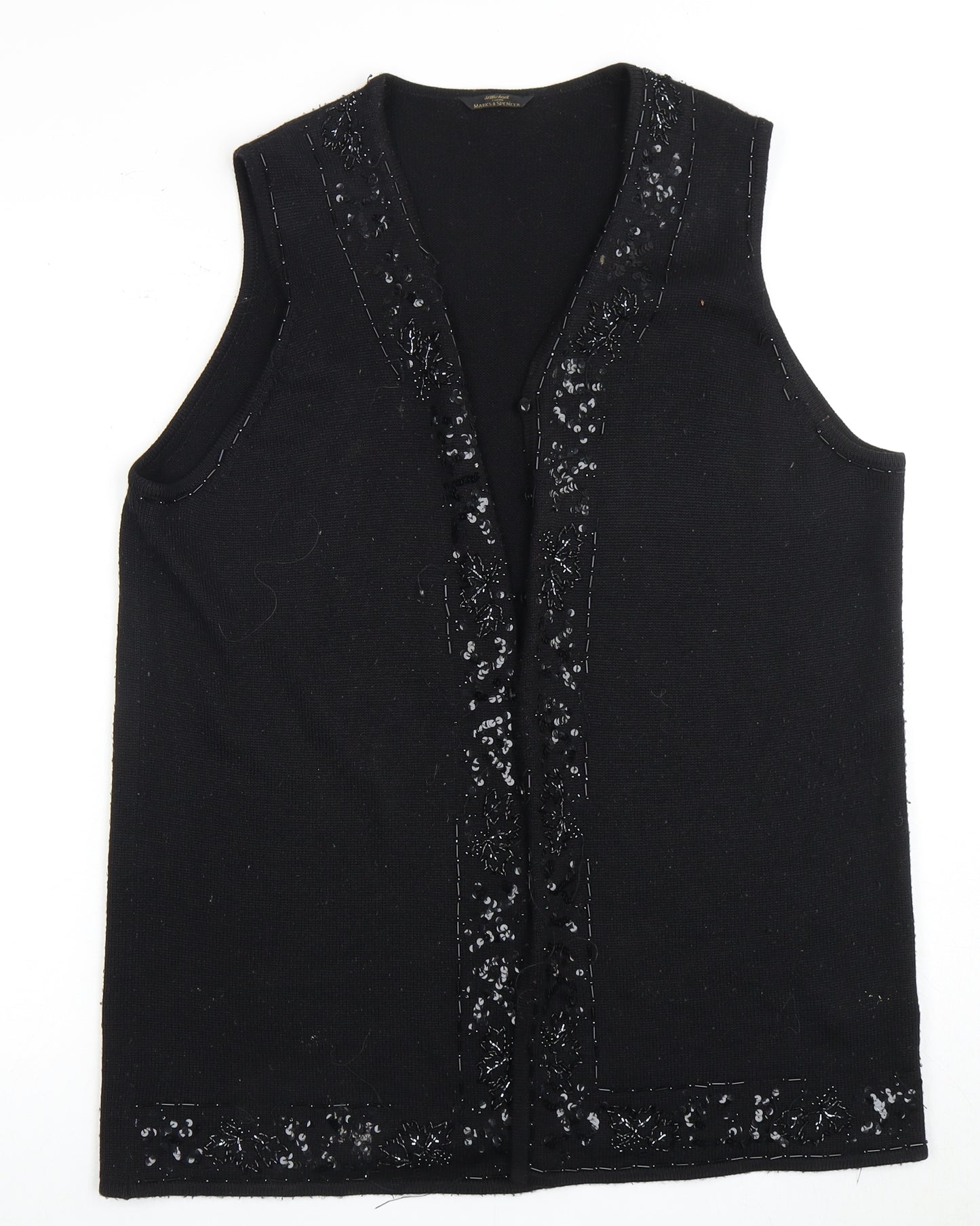 Marks and Spencer Women's Black Sequin Vest - Size 20