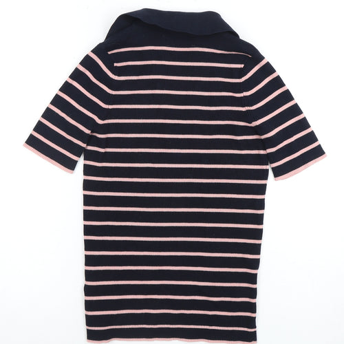Marks & Spencer Women's Small Navy Pink Striped Polo