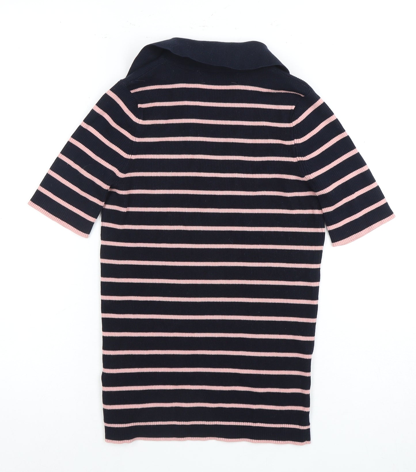 Marks & Spencer Women's Small Navy Pink Striped Polo