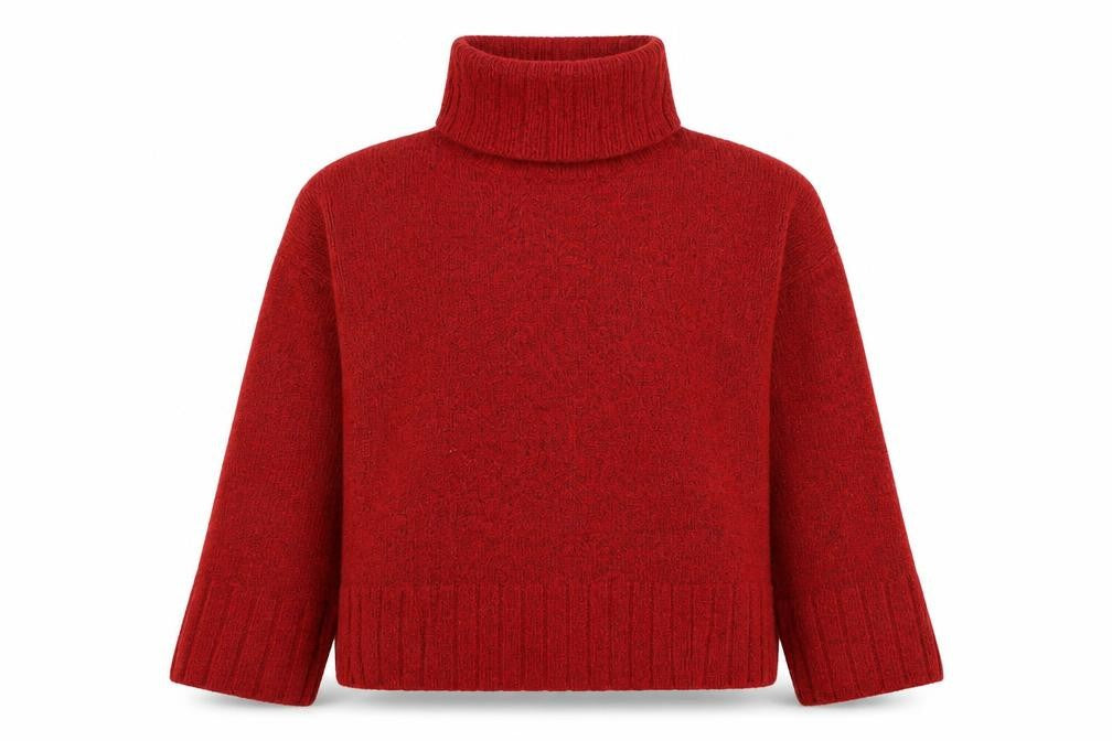 Front view of Gradatus Basics Women's Red Pullover Roll Neck Jumper 2XS